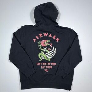 Airwalk Mens XL Black Hoodie Dont Bite‎ The Hand That Feeds You Graphic Pullover
